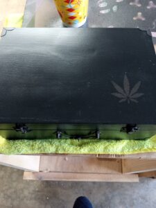 Custom built storage box for medical canibus and supplies.